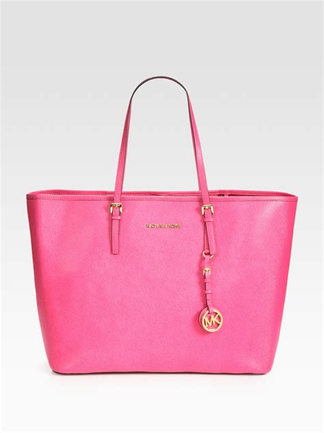 hot pink and black michael kors bag|Michael Kors pink tote bags.